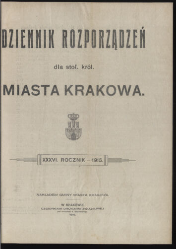 Dziennik rozporzaden dla stol. krol. m. Krakowa 19141130 Seite: 13