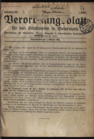 Verordnungsblatt für das Schulwesen in Steiermark 19240101 Seite: 1