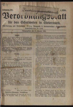 Verordnungsblatt für das Schulwesen in Steiermark 19240115 Seite: 1