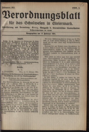 Verordnungsblatt für das Schulwesen in Steiermark 19240215 Seite: 1