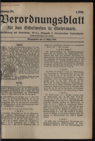 Verordnungsblatt für das Schulwesen in Steiermark 19240315 Seite: 1