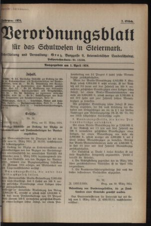 Verordnungsblatt für das Schulwesen in Steiermark 19240401 Seite: 1