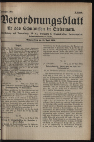 Verordnungsblatt für das Schulwesen in Steiermark 19240415 Seite: 1