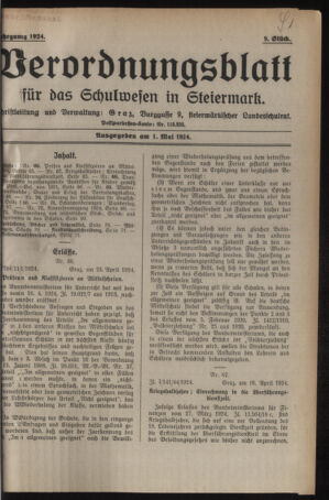 Verordnungsblatt für das Schulwesen in Steiermark 19240501 Seite: 1