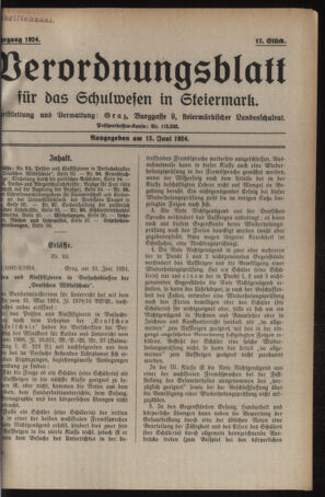 Verordnungsblatt für das Schulwesen in Steiermark 19240615 Seite: 1