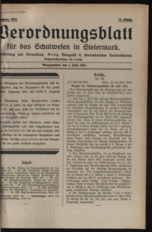 Verordnungsblatt für das Schulwesen in Steiermark 19240701 Seite: 1