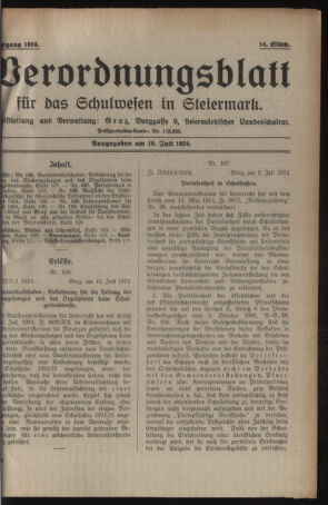 Verordnungsblatt für das Schulwesen in Steiermark 19240716 Seite: 1