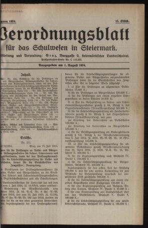 Verordnungsblatt für das Schulwesen in Steiermark 19240801 Seite: 1