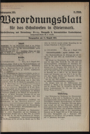 Verordnungsblatt für das Schulwesen in Steiermark 19240815 Seite: 1