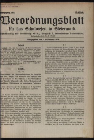 Verordnungsblatt für das Schulwesen in Steiermark 19240901 Seite: 1