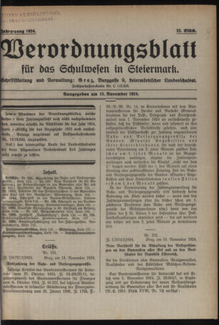 Verordnungsblatt für das Schulwesen in Steiermark 19241115 Seite: 1