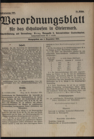 Verordnungsblatt für das Schulwesen in Steiermark 19241203 Seite: 1