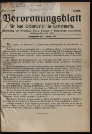 Verordnungsblatt für das Schulwesen in Steiermark 19250101 Seite: 1