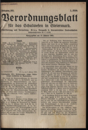 Verordnungsblatt für das Schulwesen in Steiermark 19250115 Seite: 1