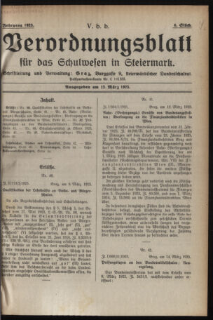 Verordnungsblatt für das Schulwesen in Steiermark 19250315 Seite: 1