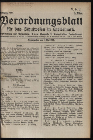 Verordnungsblatt für das Schulwesen in Steiermark 19250501 Seite: 1