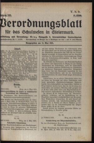 Verordnungsblatt für das Schulwesen in Steiermark 19250515 Seite: 1