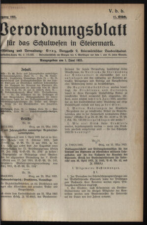 Verordnungsblatt für das Schulwesen in Steiermark 19250601 Seite: 1