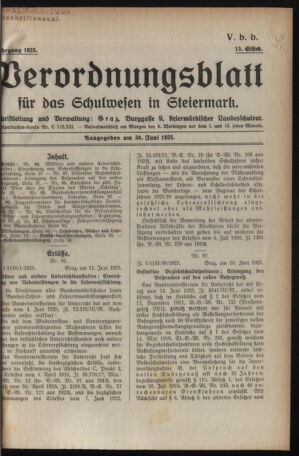 Verordnungsblatt für das Schulwesen in Steiermark 19250630 Seite: 1