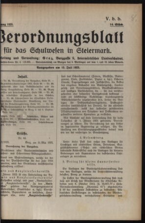 Verordnungsblatt für das Schulwesen in Steiermark 19250715 Seite: 1