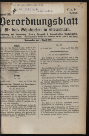 Verordnungsblatt für das Schulwesen in Steiermark 19250801 Seite: 1