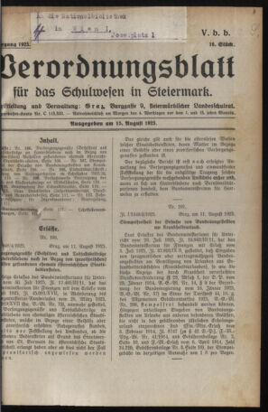 Verordnungsblatt für das Schulwesen in Steiermark 19250815 Seite: 1