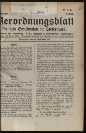 Verordnungsblatt für das Schulwesen in Steiermark 19250930 Seite: 1