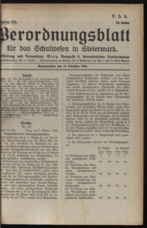 Verordnungsblatt für das Schulwesen in Steiermark 19251015 Seite: 1