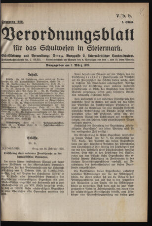 Verordnungsblatt für das Schulwesen in Steiermark 19260301 Seite: 1