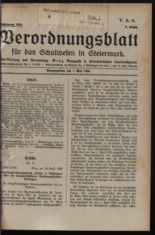 Verordnungsblatt für das Schulwesen in Steiermark 19260501 Seite: 1