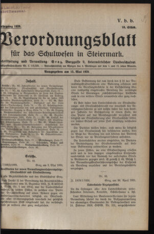 Verordnungsblatt für das Schulwesen in Steiermark 19260515 Seite: 1