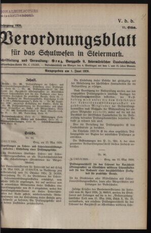 Verordnungsblatt für das Schulwesen in Steiermark 19260601 Seite: 1