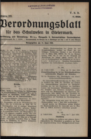 Verordnungsblatt für das Schulwesen in Steiermark 19260615 Seite: 1