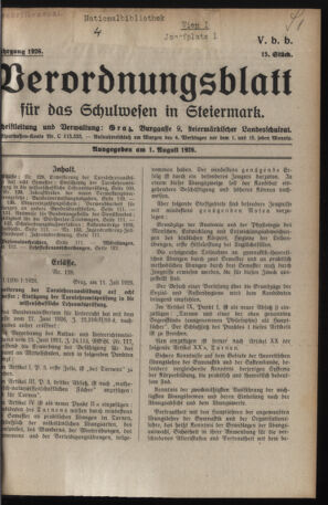 Verordnungsblatt für das Schulwesen in Steiermark 19260801 Seite: 1