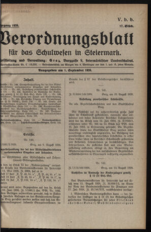 Verordnungsblatt für das Schulwesen in Steiermark 19260901 Seite: 1