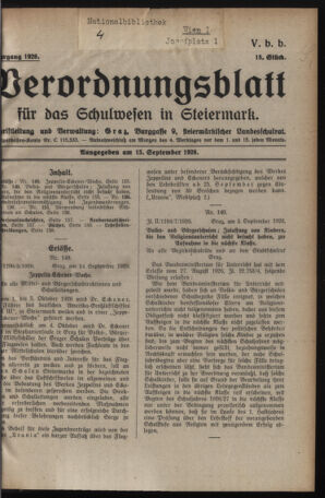 Verordnungsblatt für das Schulwesen in Steiermark 19260915 Seite: 1