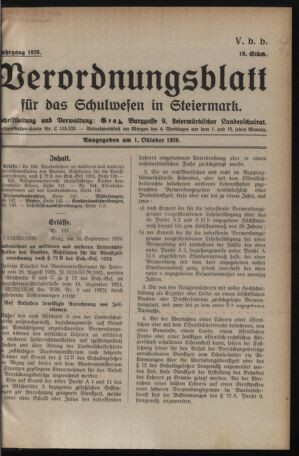 Verordnungsblatt für das Schulwesen in Steiermark 19261001 Seite: 1