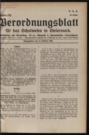 Verordnungsblatt für das Schulwesen in Steiermark 19261015 Seite: 1