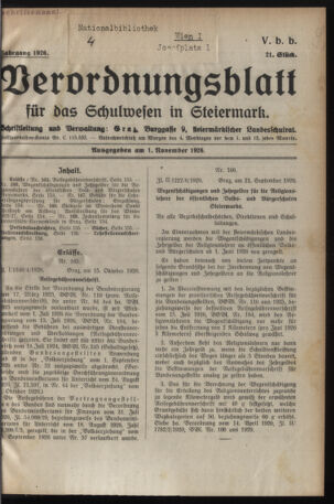 Verordnungsblatt für das Schulwesen in Steiermark 19261101 Seite: 1