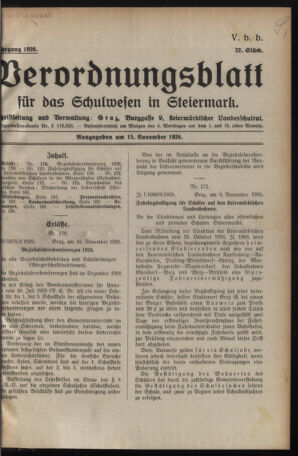 Verordnungsblatt für das Schulwesen in Steiermark 19261115 Seite: 1