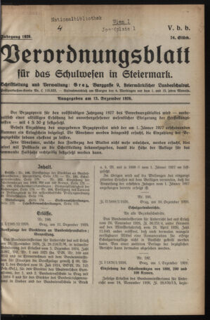 Verordnungsblatt für das Schulwesen in Steiermark 19261215 Seite: 1