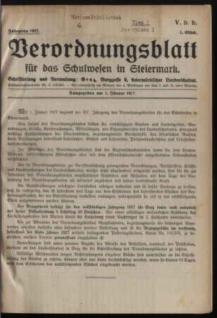 Verordnungsblatt für das Schulwesen in Steiermark 19270101 Seite: 1