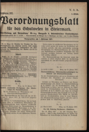 Verordnungsblatt für das Schulwesen in Steiermark 19270201 Seite: 1