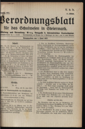 Verordnungsblatt für das Schulwesen in Steiermark 19270601 Seite: 1