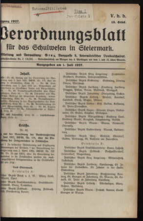 Verordnungsblatt für das Schulwesen in Steiermark 19270701 Seite: 1