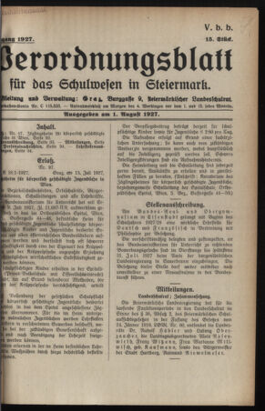 Verordnungsblatt für das Schulwesen in Steiermark 19270801 Seite: 1