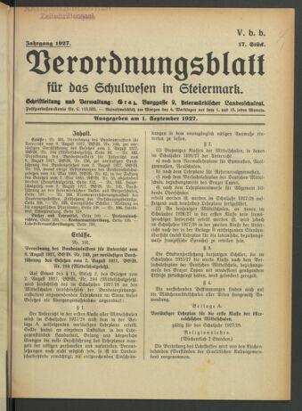 Verordnungsblatt für das Schulwesen in Steiermark 19270901 Seite: 1