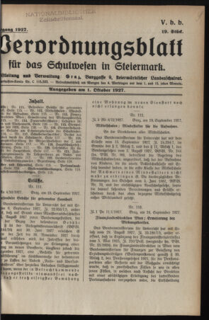 Verordnungsblatt für das Schulwesen in Steiermark 19271001 Seite: 1