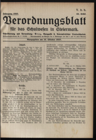 Verordnungsblatt für das Schulwesen in Steiermark 19271015 Seite: 1