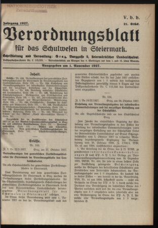 Verordnungsblatt für das Schulwesen in Steiermark 19271101 Seite: 1